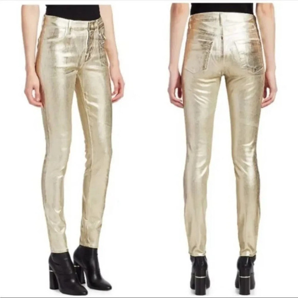 J Brand Pants - J Brand Maria High Rise Skinny Ribbed Gold Messaline Corduroy Pants Size 25 NWT